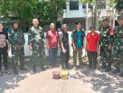 Karang taruna dan koramil di Bandung kulon Ramai-ramai Bersihkan Vandalisme
