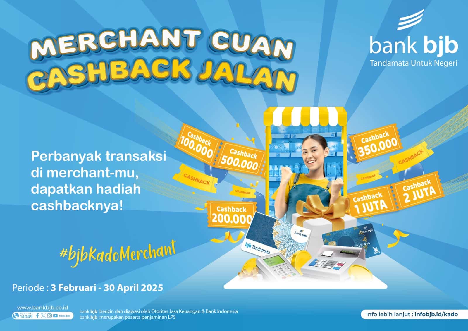 program bjb Kado Merchant yang memberikan tambahan saldo kepada merchant mitra bank bjb.